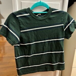 Brandy Melville Green White Striped Crop Top